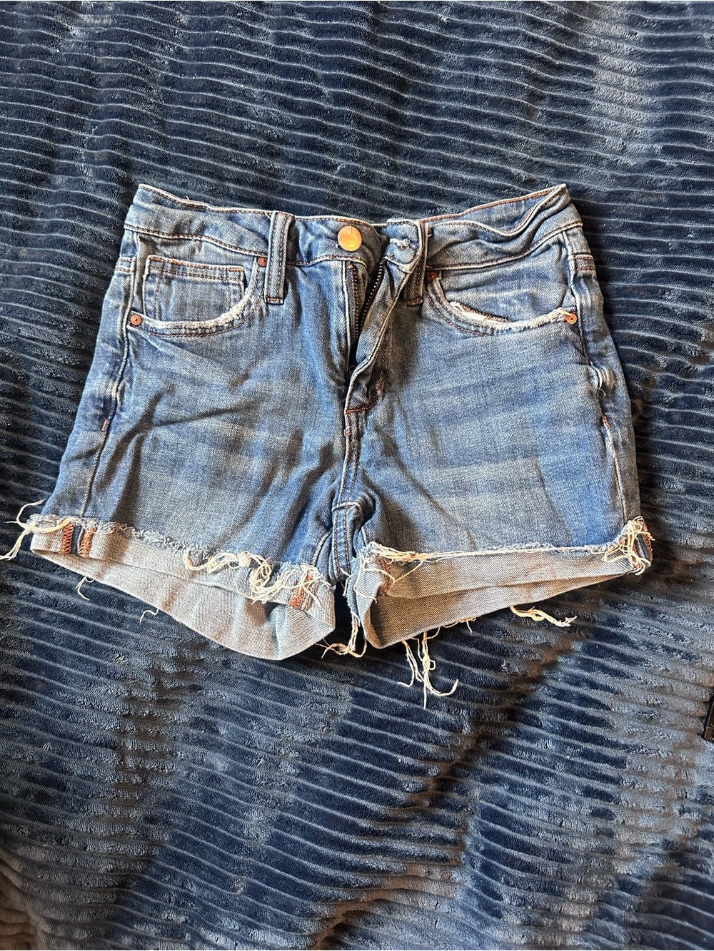 Joe's Jeans Distressed Blue Denim Rolled-Hem Shorts